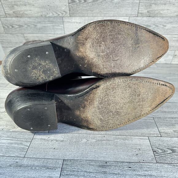 Nocona Boots Brown Burgandy Leather Cowboy Men’s Sz 10 Pointed Toe Made USA - Picture 4 of 15